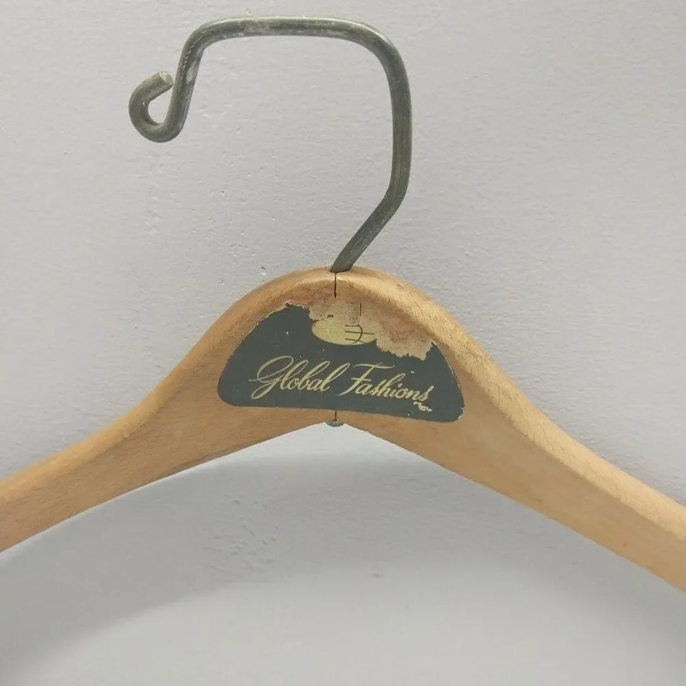 Vintage Global Fashions Wood Clothes Hanger Store Display Advertising 17 Inch